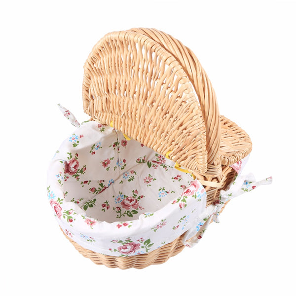 Wicker Floral Picnic Basket