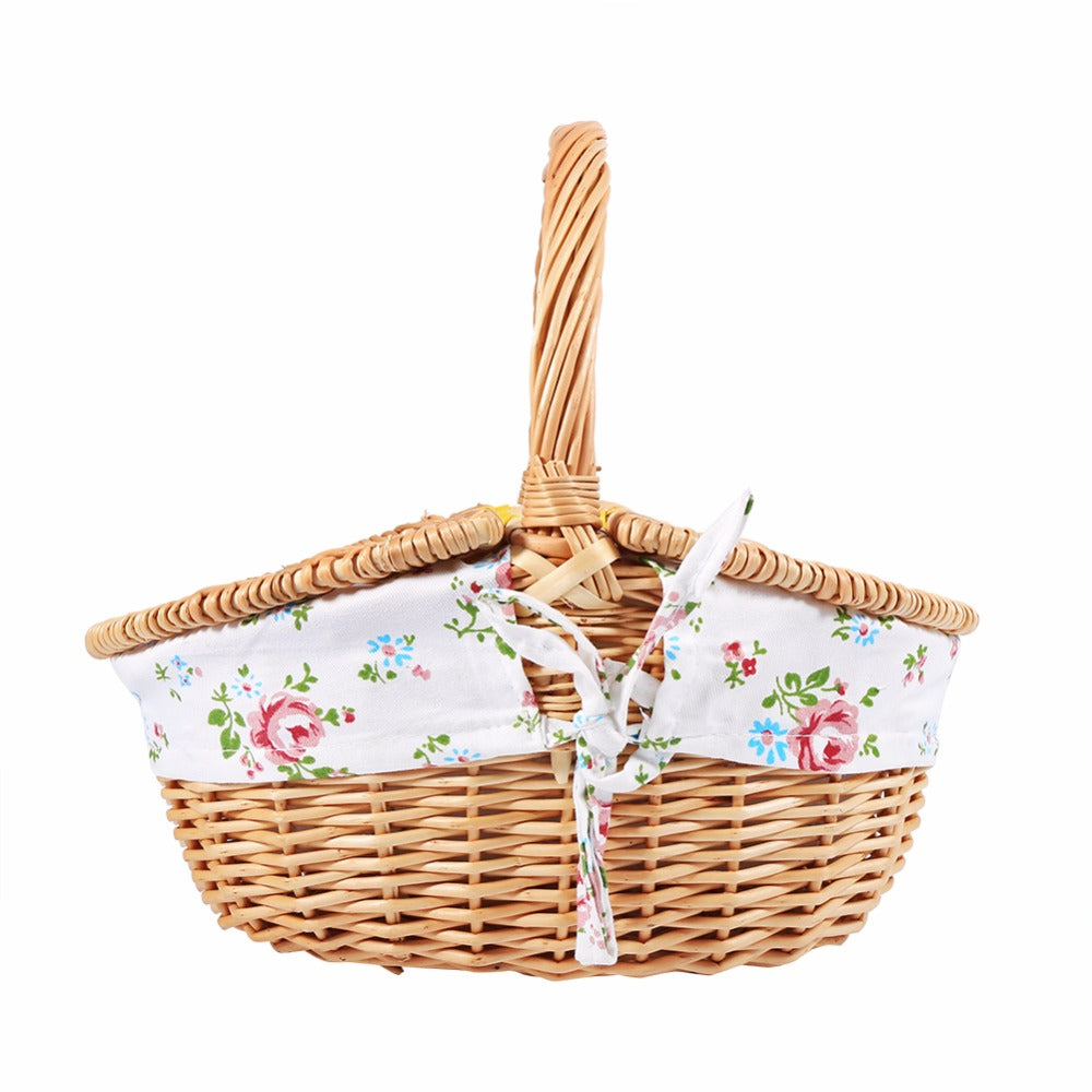 Wicker Floral Picnic Basket